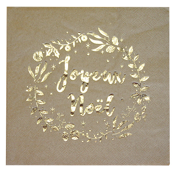 10 serviettes en papier Joyeux Noel Doré